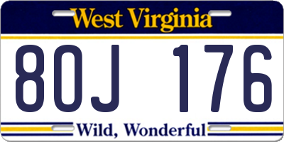 WV license plate 8OJ176