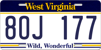 WV license plate 8OJ177