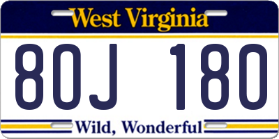 WV license plate 8OJ180