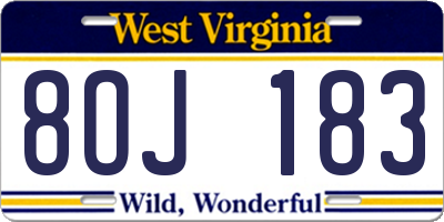WV license plate 8OJ183