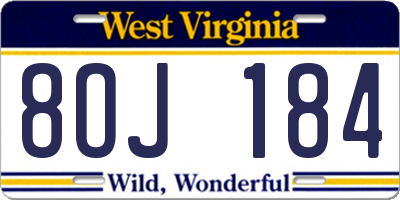 WV license plate 8OJ184