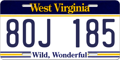 WV license plate 8OJ185