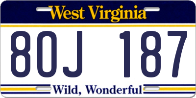 WV license plate 8OJ187