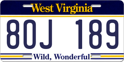 WV license plate 8OJ189