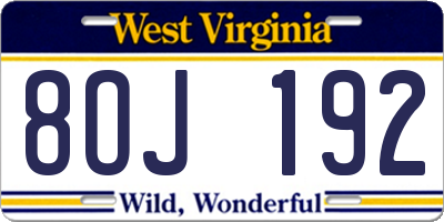 WV license plate 8OJ192