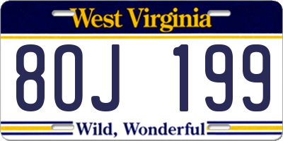 WV license plate 8OJ199