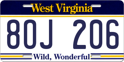 WV license plate 8OJ206