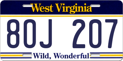 WV license plate 8OJ207