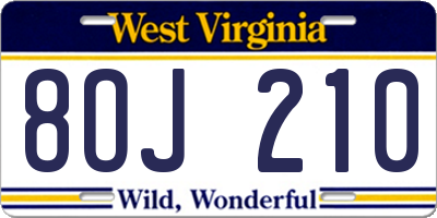 WV license plate 8OJ210