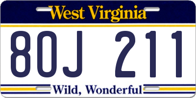 WV license plate 8OJ211