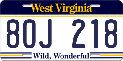 WV license plate 8OJ218