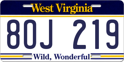 WV license plate 8OJ219