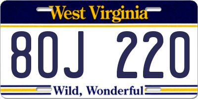 WV license plate 8OJ220