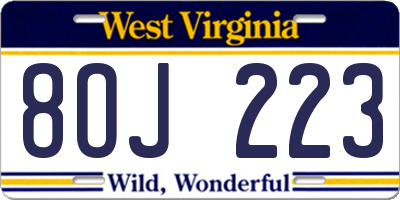 WV license plate 8OJ223