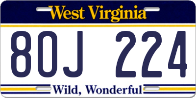 WV license plate 8OJ224