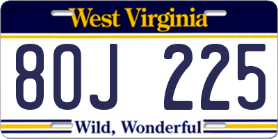 WV license plate 8OJ225