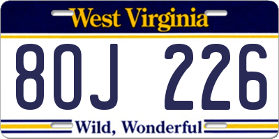 WV license plate 8OJ226
