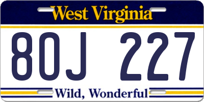 WV license plate 8OJ227