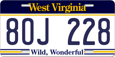 WV license plate 8OJ228