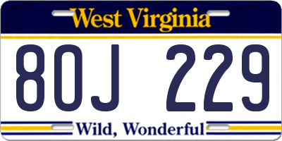 WV license plate 8OJ229