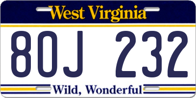 WV license plate 8OJ232