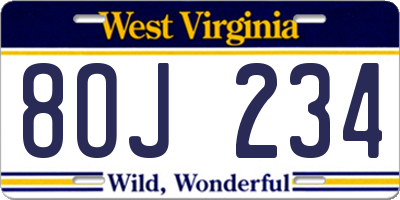 WV license plate 8OJ234