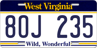 WV license plate 8OJ235