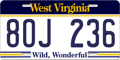 WV license plate 8OJ236