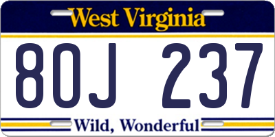 WV license plate 8OJ237