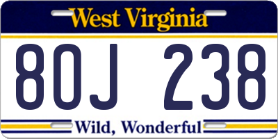 WV license plate 8OJ238