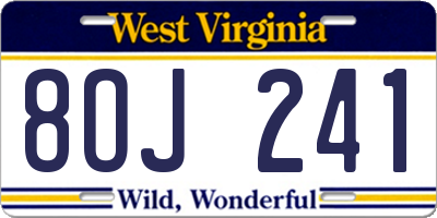 WV license plate 8OJ241