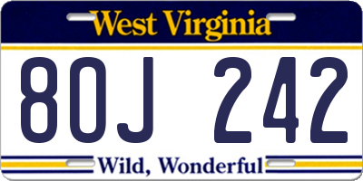 WV license plate 8OJ242