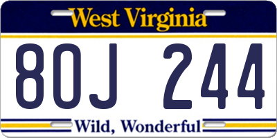 WV license plate 8OJ244