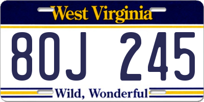WV license plate 8OJ245