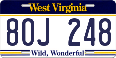WV license plate 8OJ248