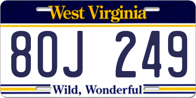 WV license plate 8OJ249