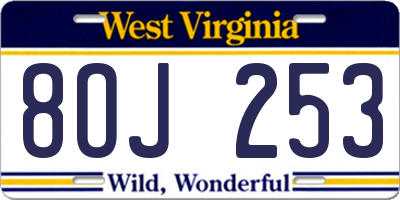WV license plate 8OJ253