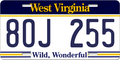 WV license plate 8OJ255