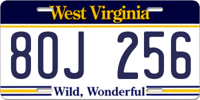WV license plate 8OJ256