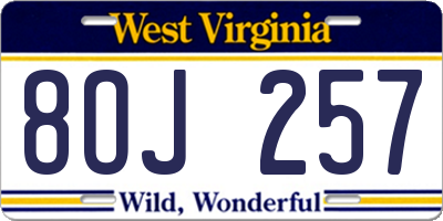 WV license plate 8OJ257
