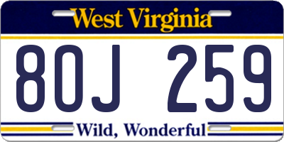WV license plate 8OJ259