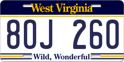 WV license plate 8OJ260