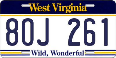 WV license plate 8OJ261