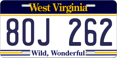 WV license plate 8OJ262