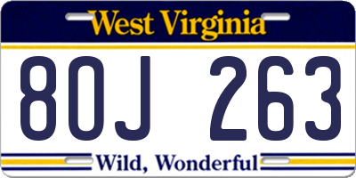 WV license plate 8OJ263