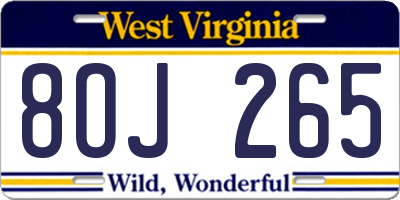 WV license plate 8OJ265