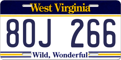 WV license plate 8OJ266