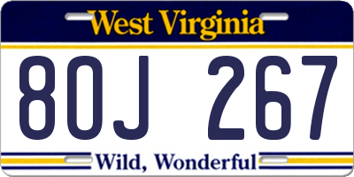 WV license plate 8OJ267