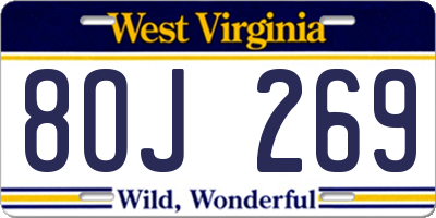 WV license plate 8OJ269