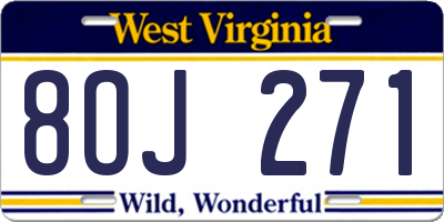 WV license plate 8OJ271